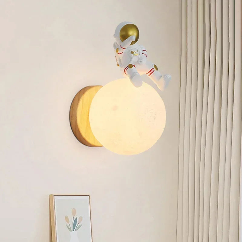Lampada a forma di luna per la cameretta - Lampada da parete in legno con figura di orso