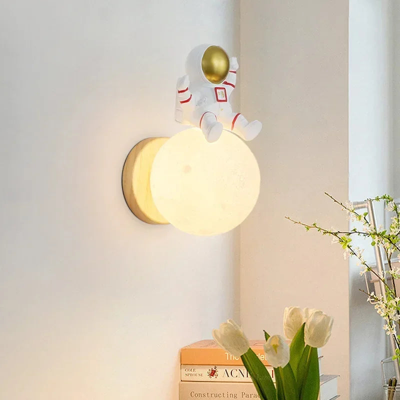 Lampada a forma di luna per la cameretta - Lampada da parete in legno con figura di orso