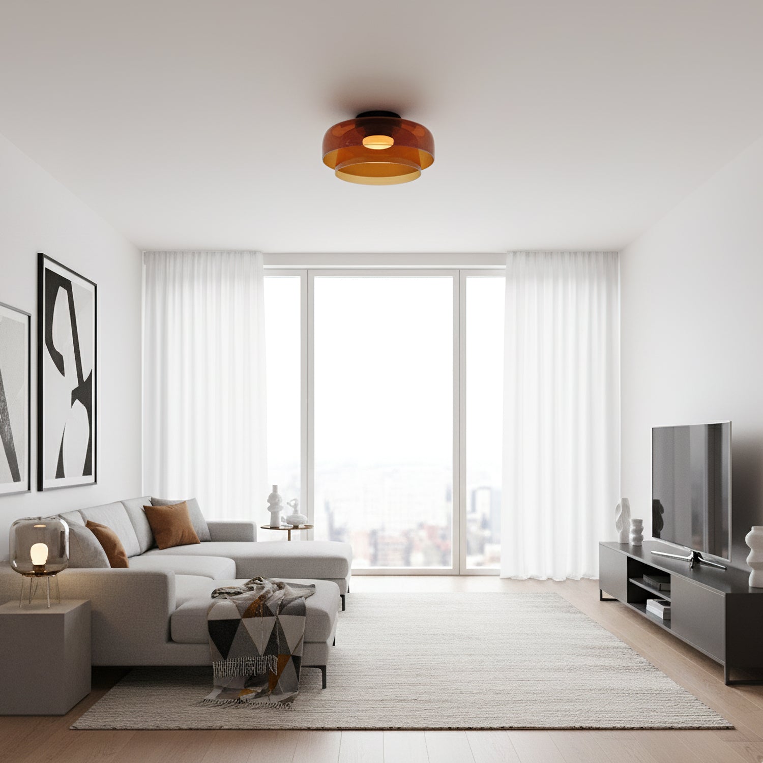 Vessaya | Lampada a soffitto in vetro stratificato moderno per camere da letto e soggiorni