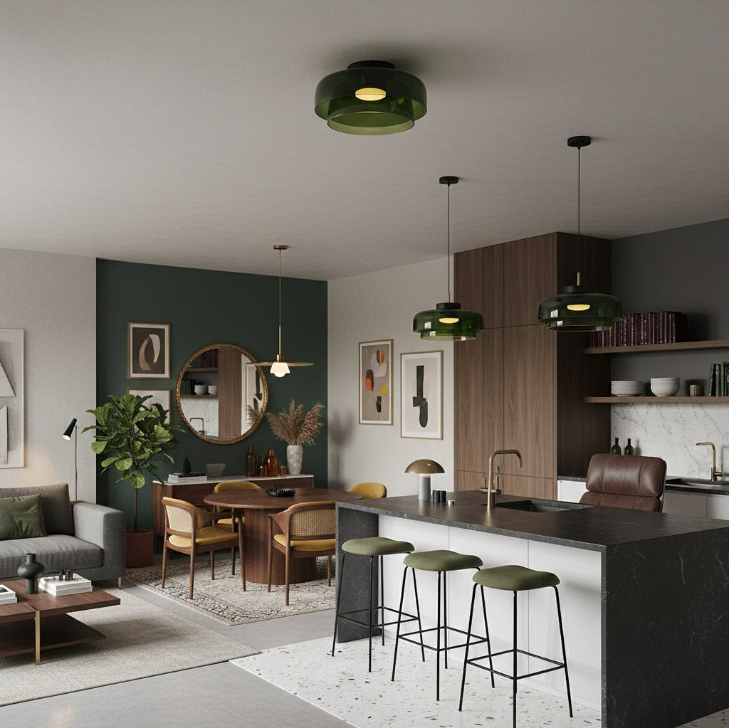 Vessaya | Lampada a soffitto in vetro stratificato moderno per camere da letto e soggiorni