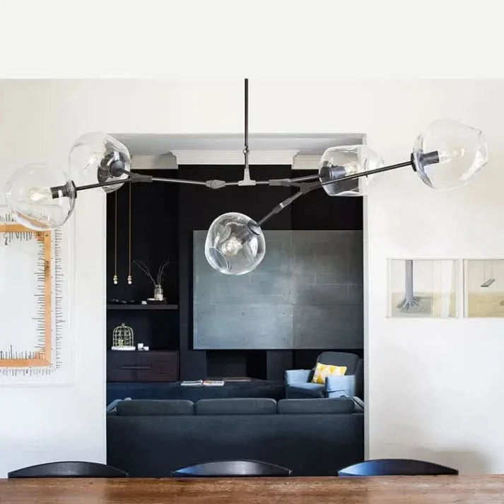 Lampadario Sputnik in Vetro a Bolle Biforcato