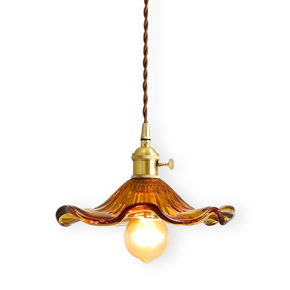 VividGlass – Lampada a Sospensione in Vetro Colorato con Accenti in Rame