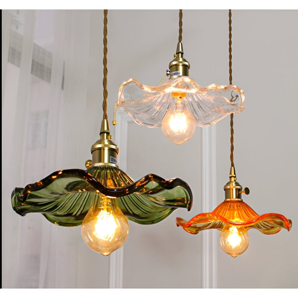 VividGlass – Lampada a Sospensione in Vetro Colorato con Accenti in Rame