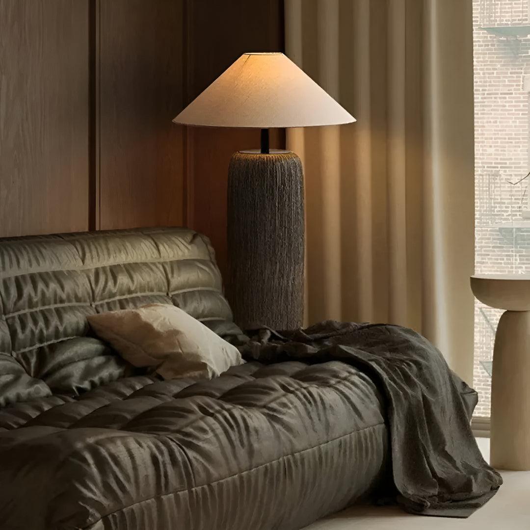Lampada da Terra per Soggiorno con Luce Ambientale e Base in Ceramica