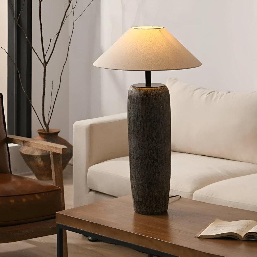 Lampada da Terra per Soggiorno con Luce Ambientale e Base in Ceramica