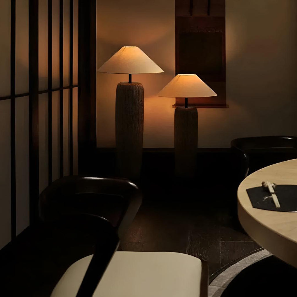 Lampada da Terra per Soggiorno con Luce Ambientale e Base in Ceramica