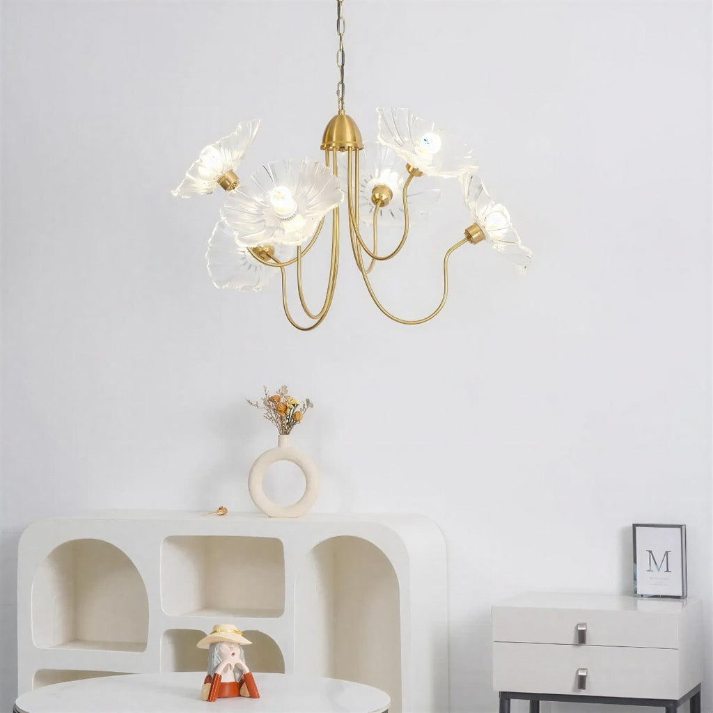 Lampada a Soffitto in Vetro a Foglia di Loto con Ombre Moderne