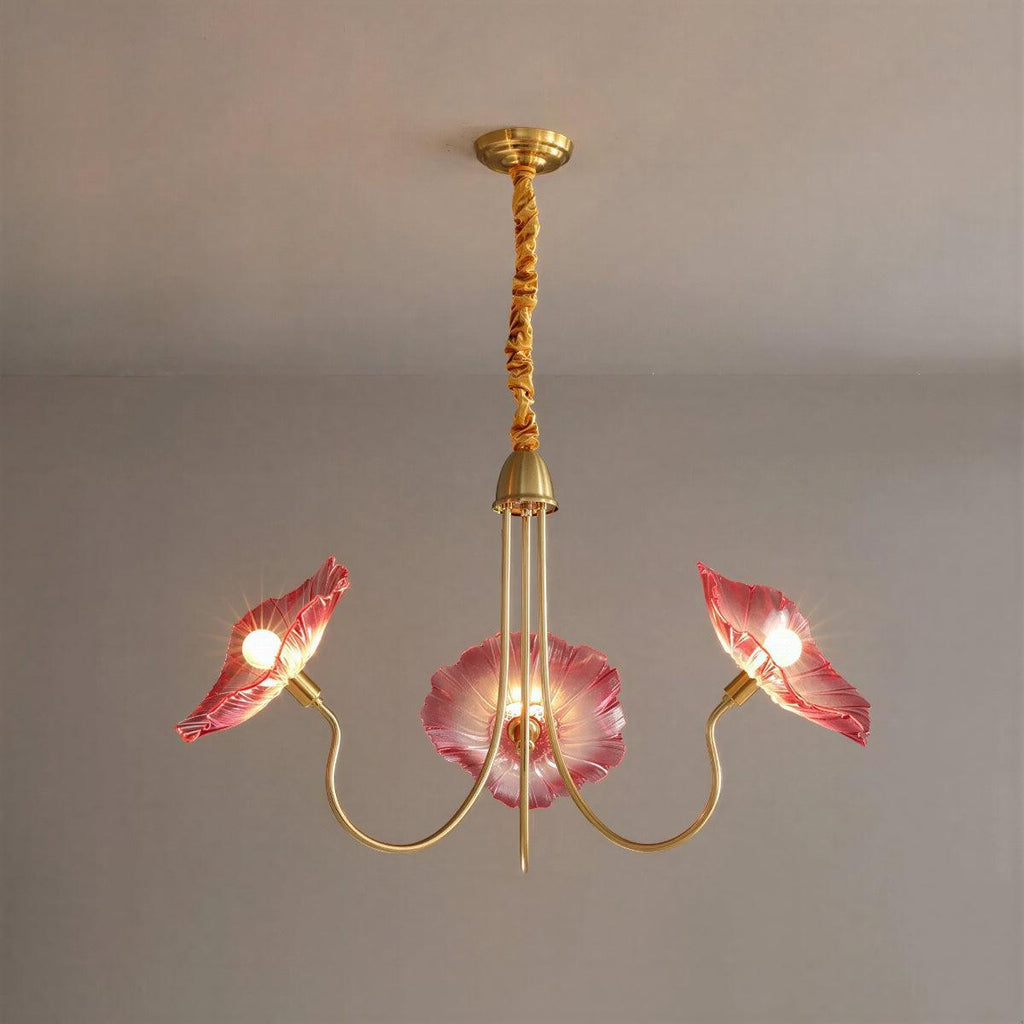 Lampada a Soffitto in Vetro a Foglia di Loto con Ombre Moderne
