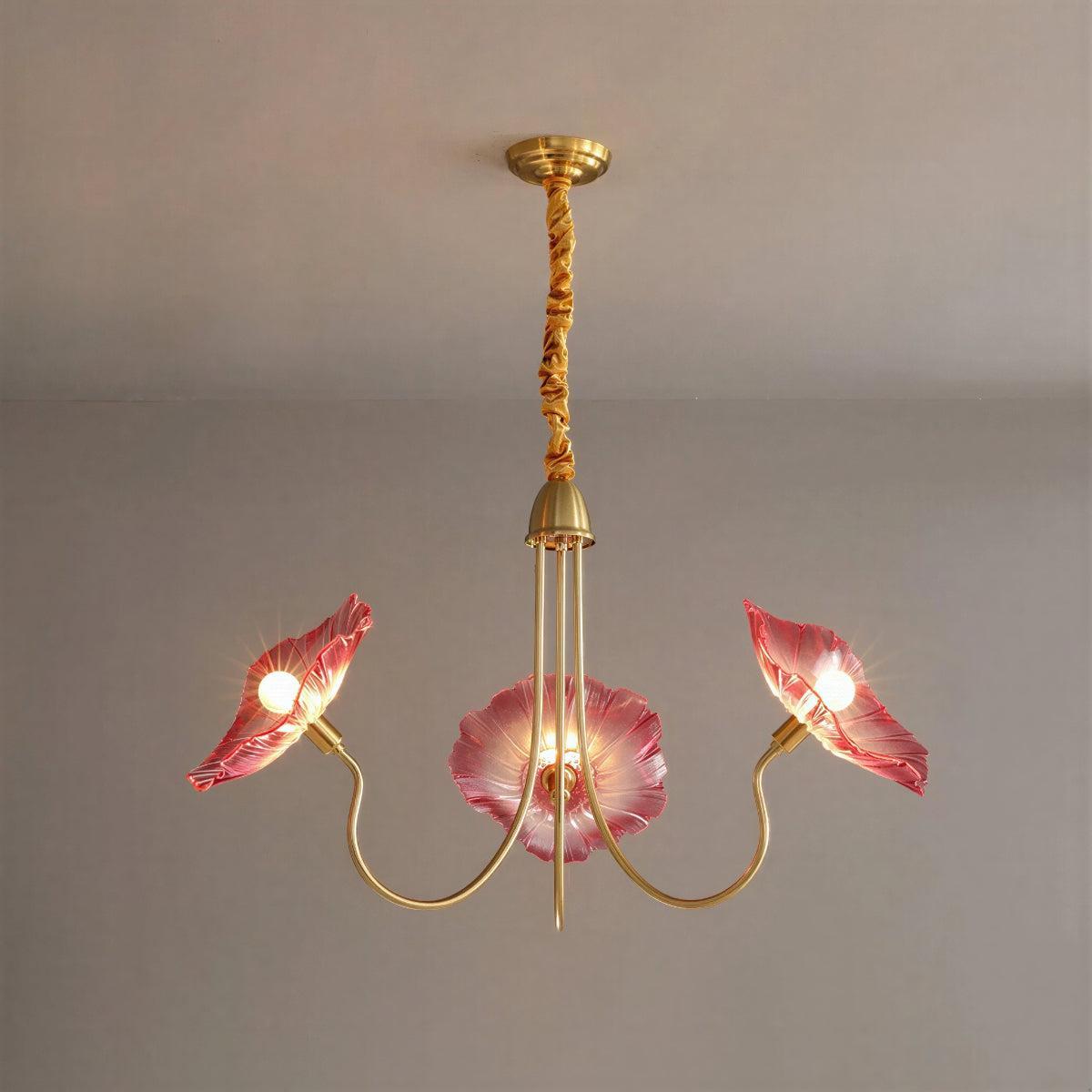 Lampada a Soffitto in Vetro a Foglia di Loto con Ombre Moderne