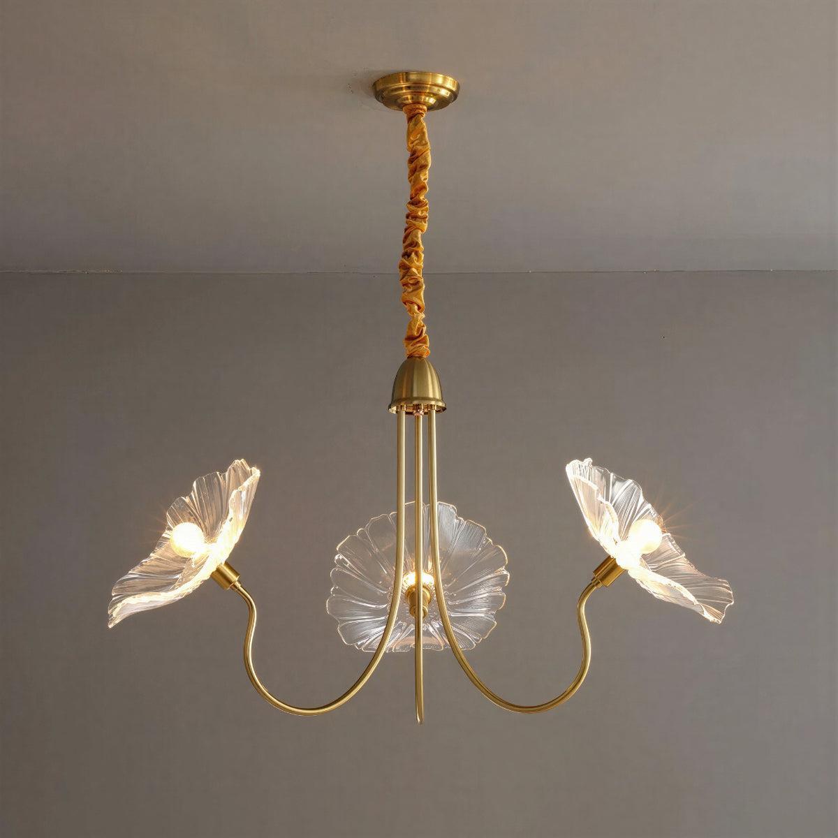 Lampada a Soffitto in Vetro a Foglia di Loto con Ombre Moderne