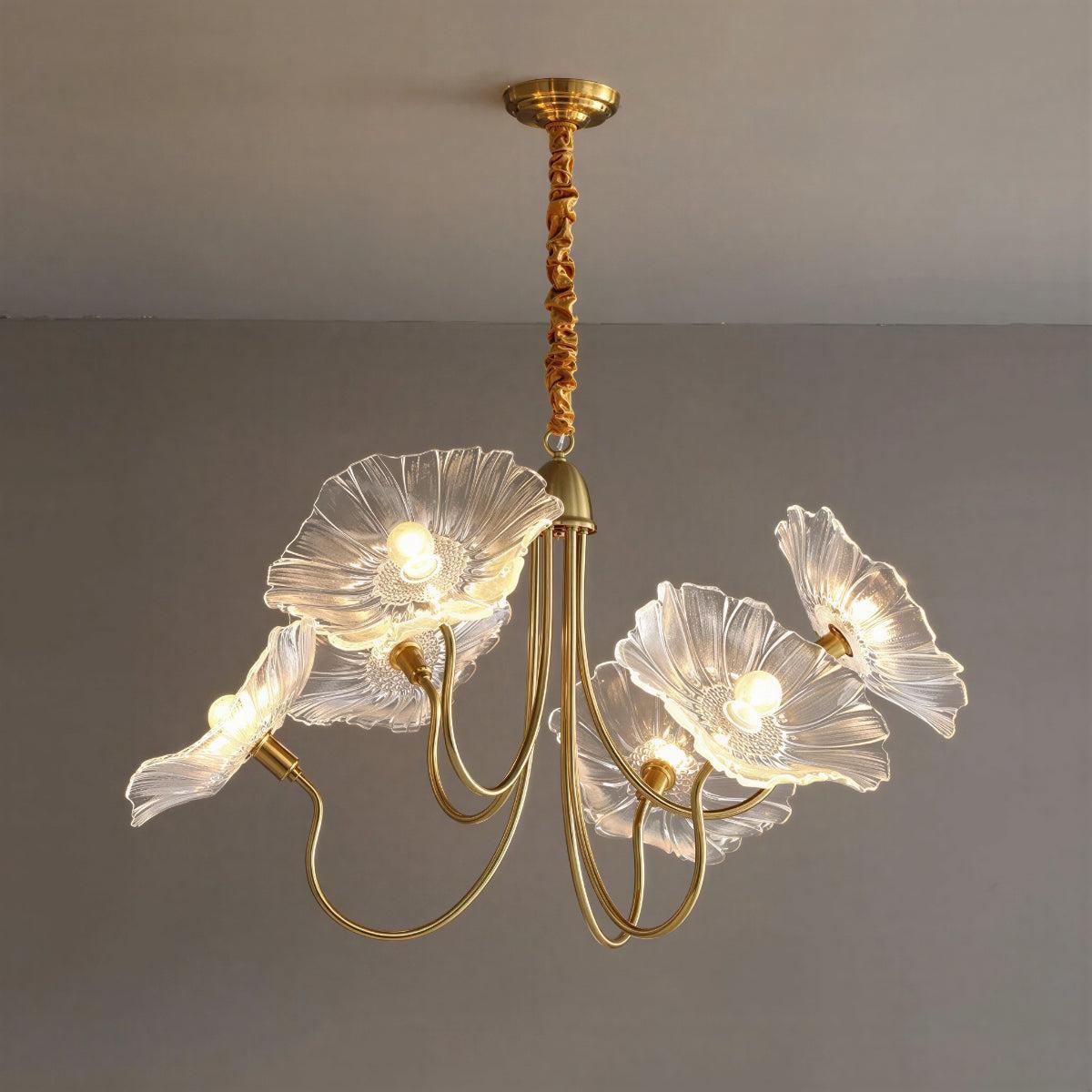 Lampada a Soffitto in Vetro a Foglia di Loto con Ombre Moderne