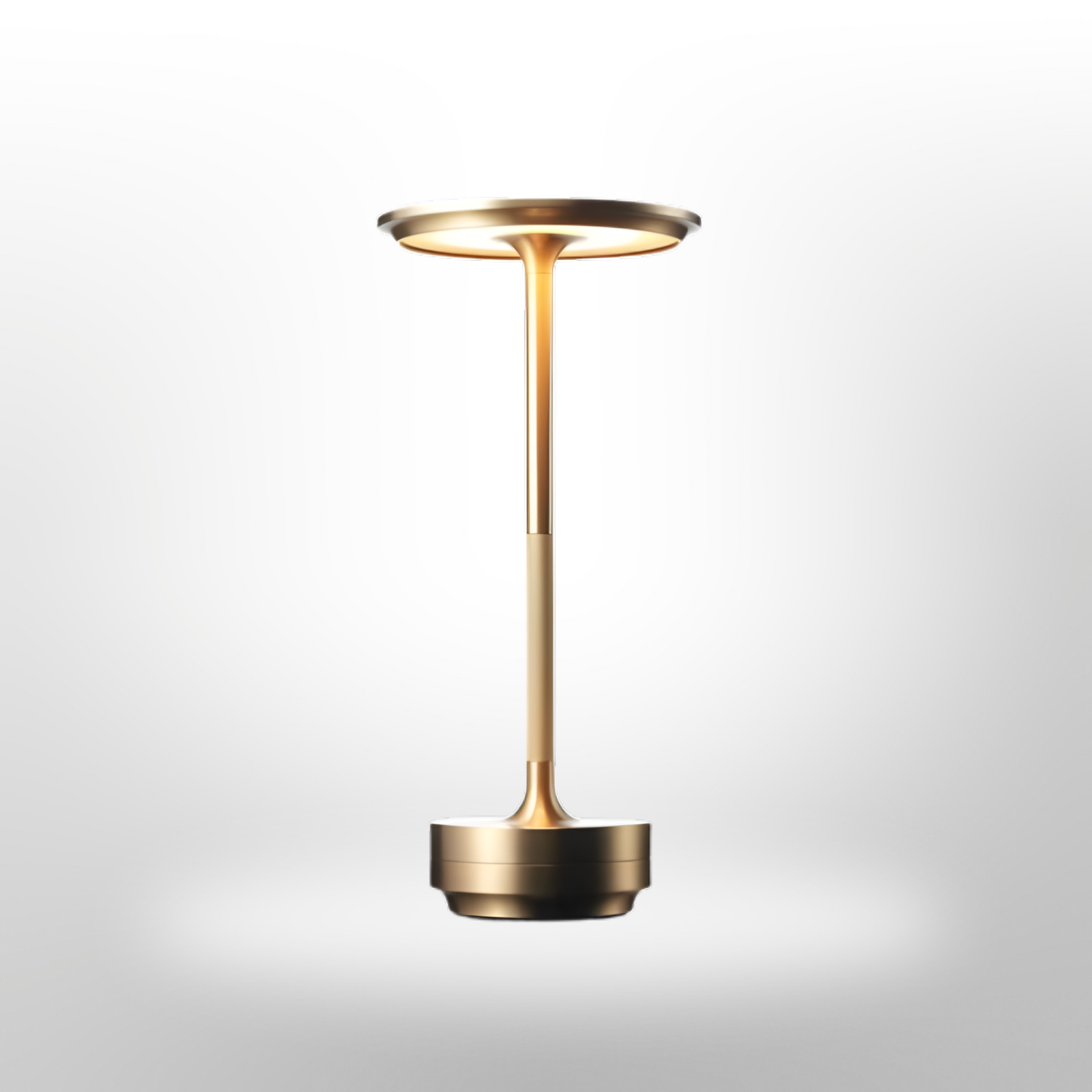 Lampada da Tavolo LED Ricaricabile con Testa di Luce a Disco e Base in Metallo