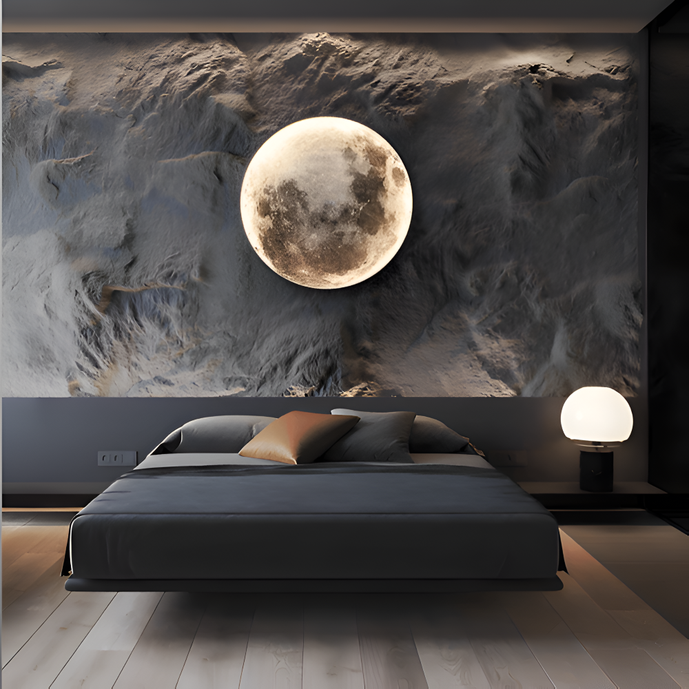 MoonAura – Lampada da parete 3D a forma di luna dimmerabile con design luminoso realistico