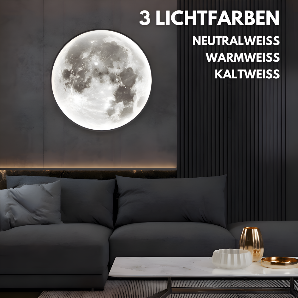 MoonAura – Lampada da parete 3D a forma di luna dimmerabile con design luminoso realistico