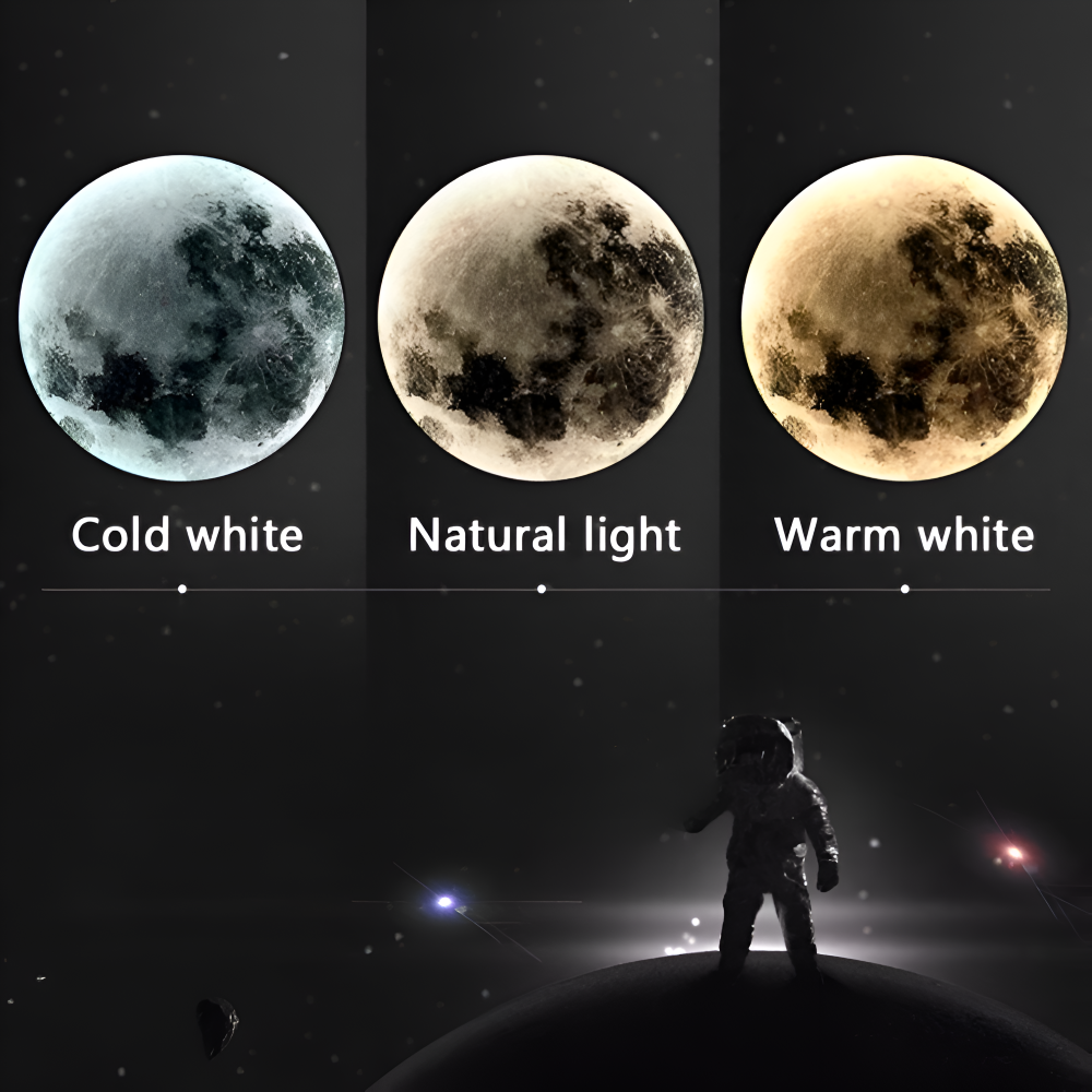 MoonAura – Lampada da parete 3D a forma di luna dimmerabile con design luminoso realistico
