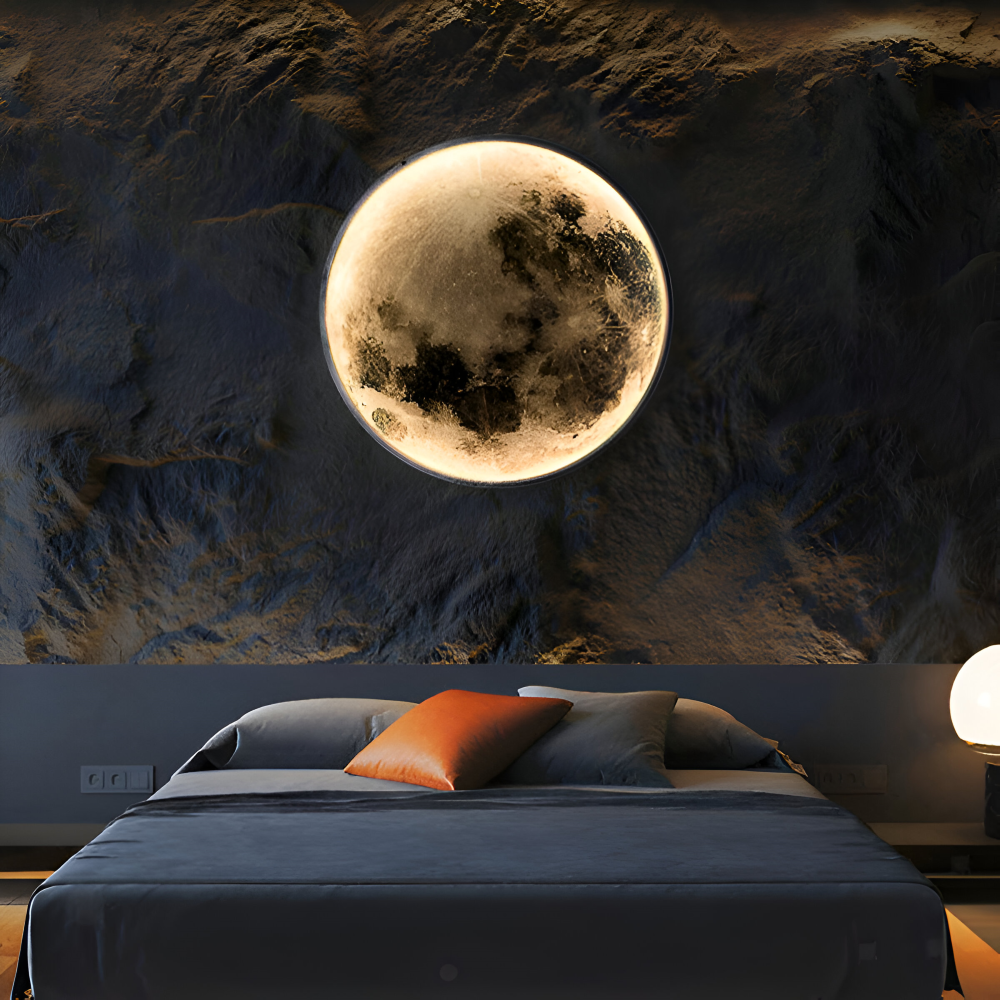 MoonAura – Lampada da parete 3D a forma di luna dimmerabile con design luminoso realistico