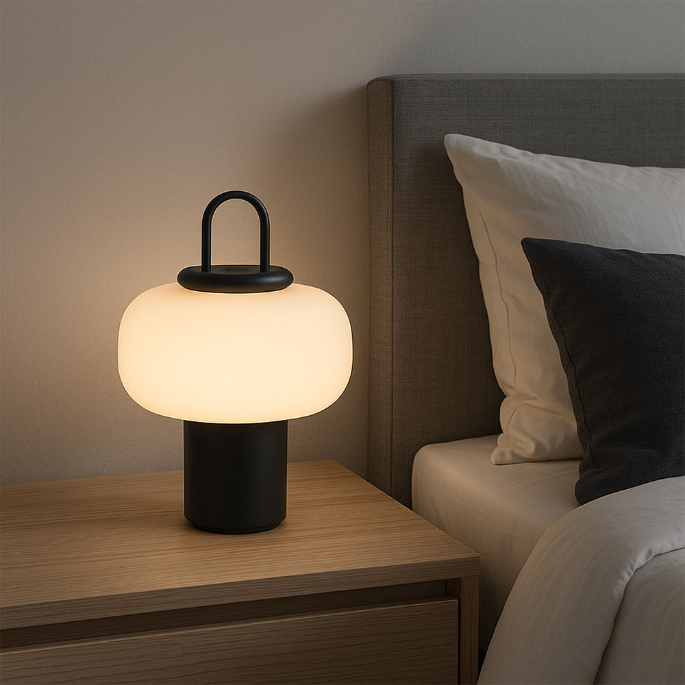 Lampada da Tavolo in Vetro Scandinavo Moderna con Luce LED