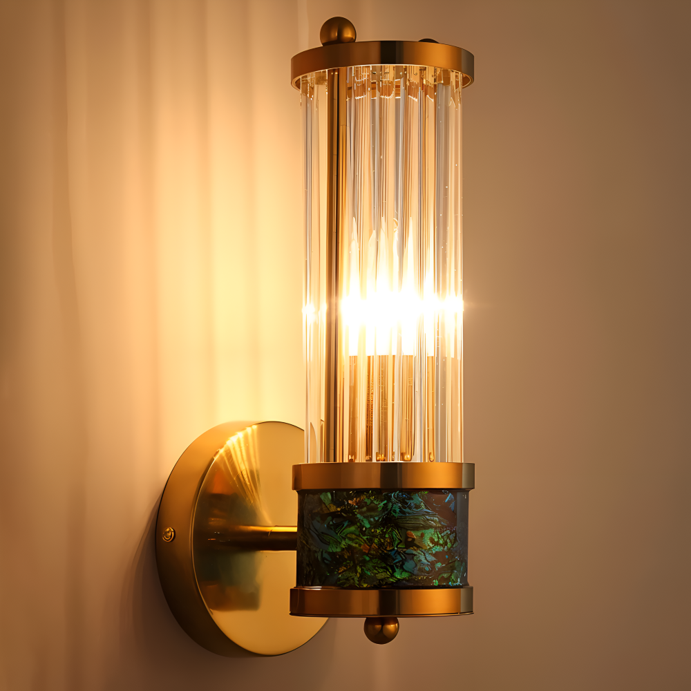 Aurelia – Applique in Oro con Dettagli in Cristallo Rigato e Illuminazione LED E14