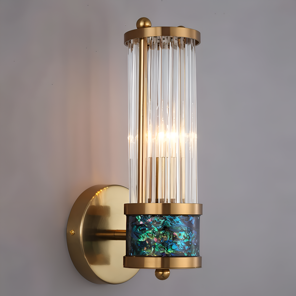 Aurelia – Applique in Oro con Dettagli in Cristallo Rigato e Illuminazione LED E14