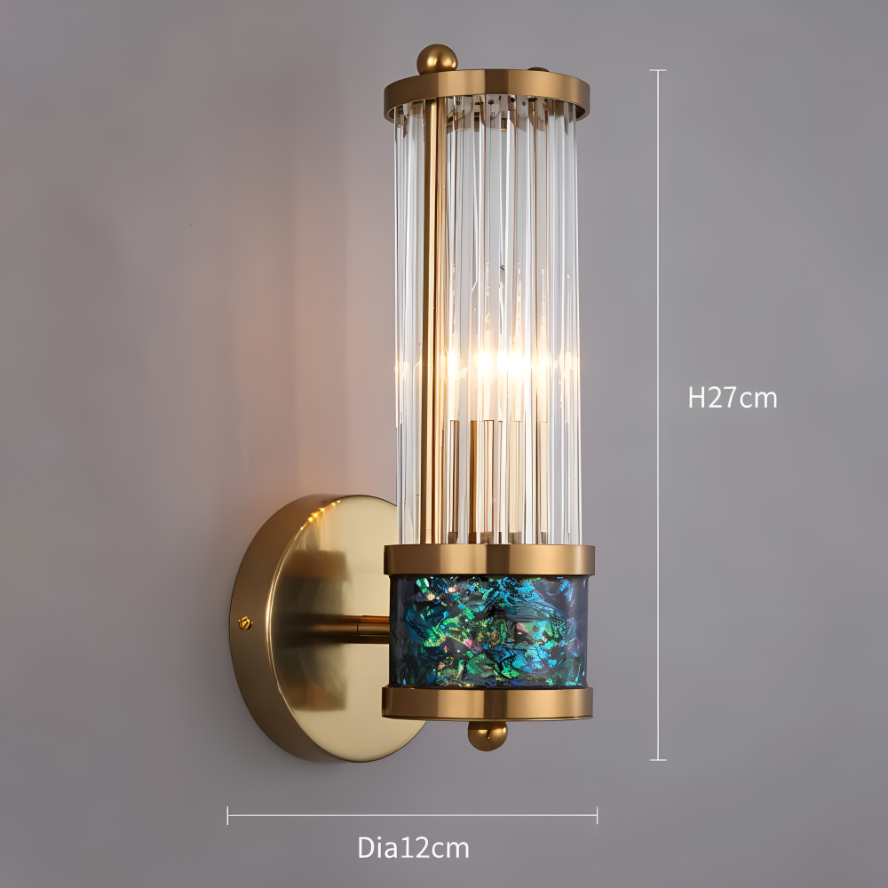 Aurelia – Applique in Oro con Dettagli in Cristallo Rigato e Illuminazione LED E14