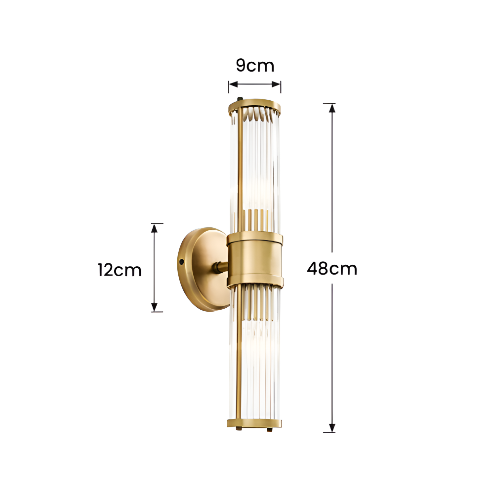 Aurelia – Applique in Oro con Dettagli in Cristallo Rigato e Illuminazione LED E14