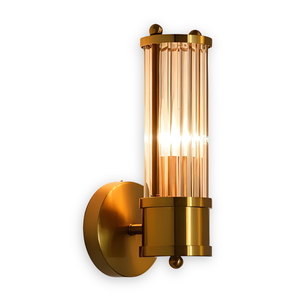 Aurelia – Applique in Oro con Dettagli in Cristallo Rigato e Illuminazione LED E14