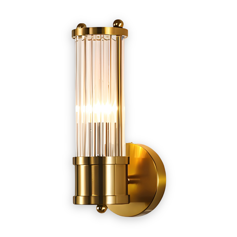 Aurelia – Applique in Oro con Dettagli in Cristallo Rigato e Illuminazione LED E14