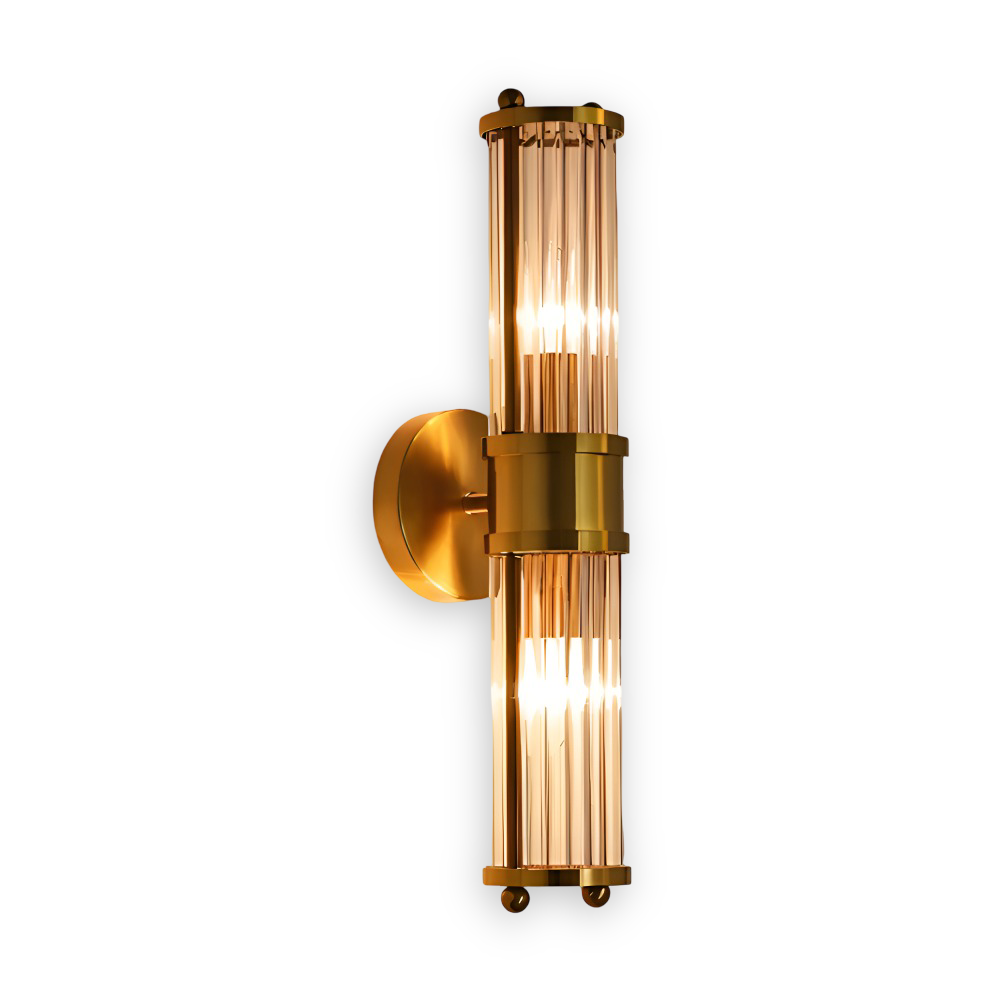 Aurelia – Applique in Oro con Dettagli in Cristallo Rigato e Illuminazione LED E14