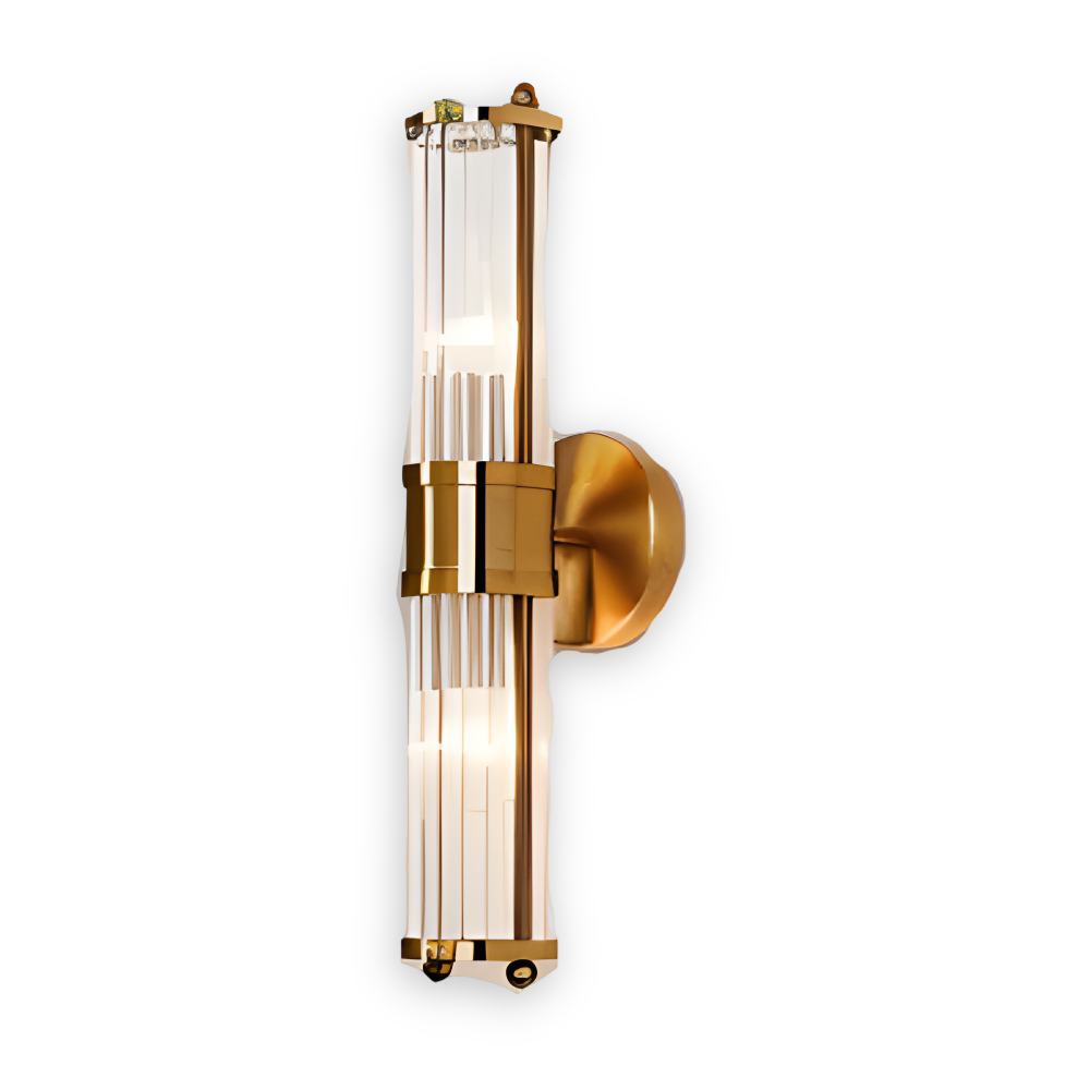 Aurelia – Applique in Oro con Dettagli in Cristallo Rigato e Illuminazione LED E14