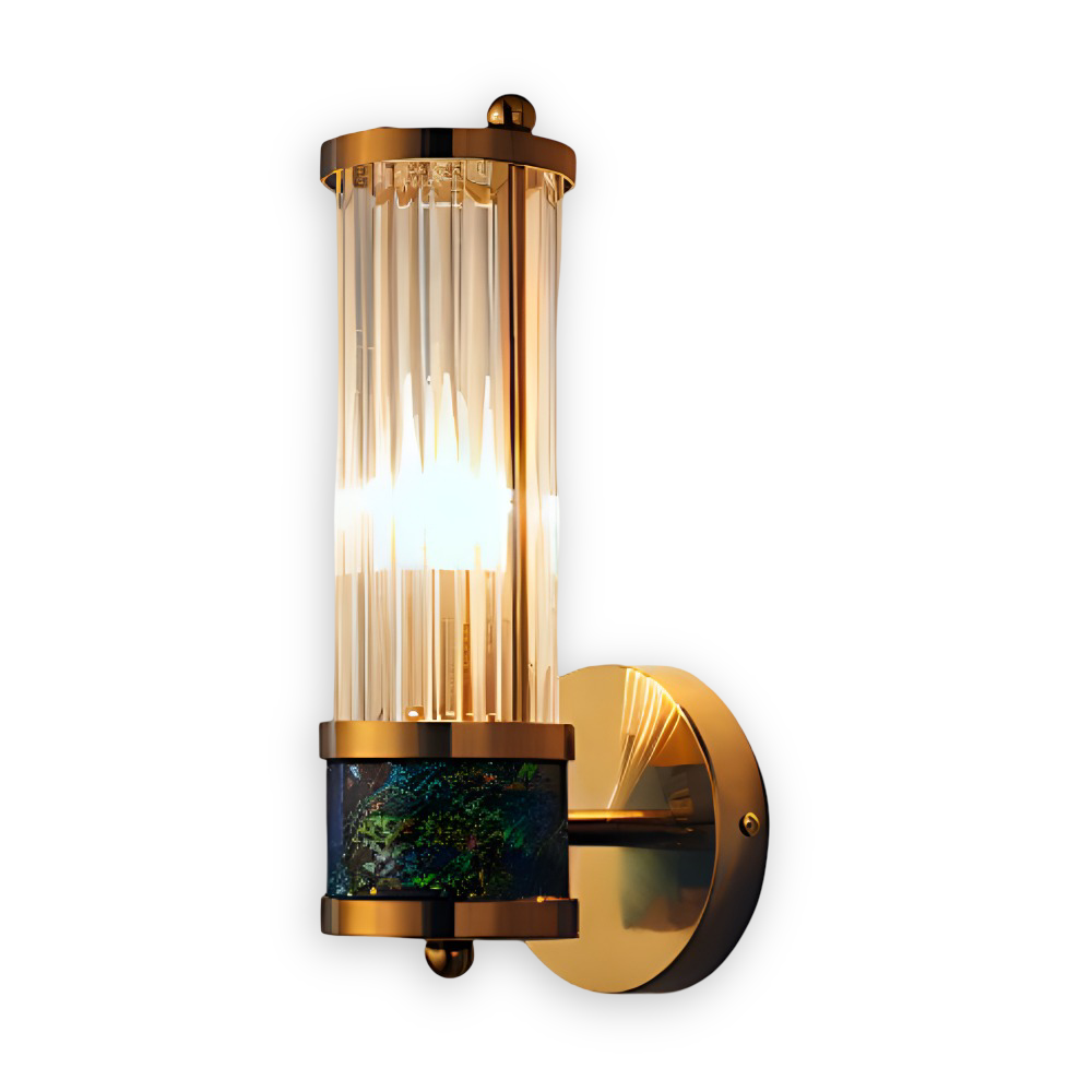 Aurelia – Applique in Oro con Dettagli in Cristallo Rigato e Illuminazione LED E14