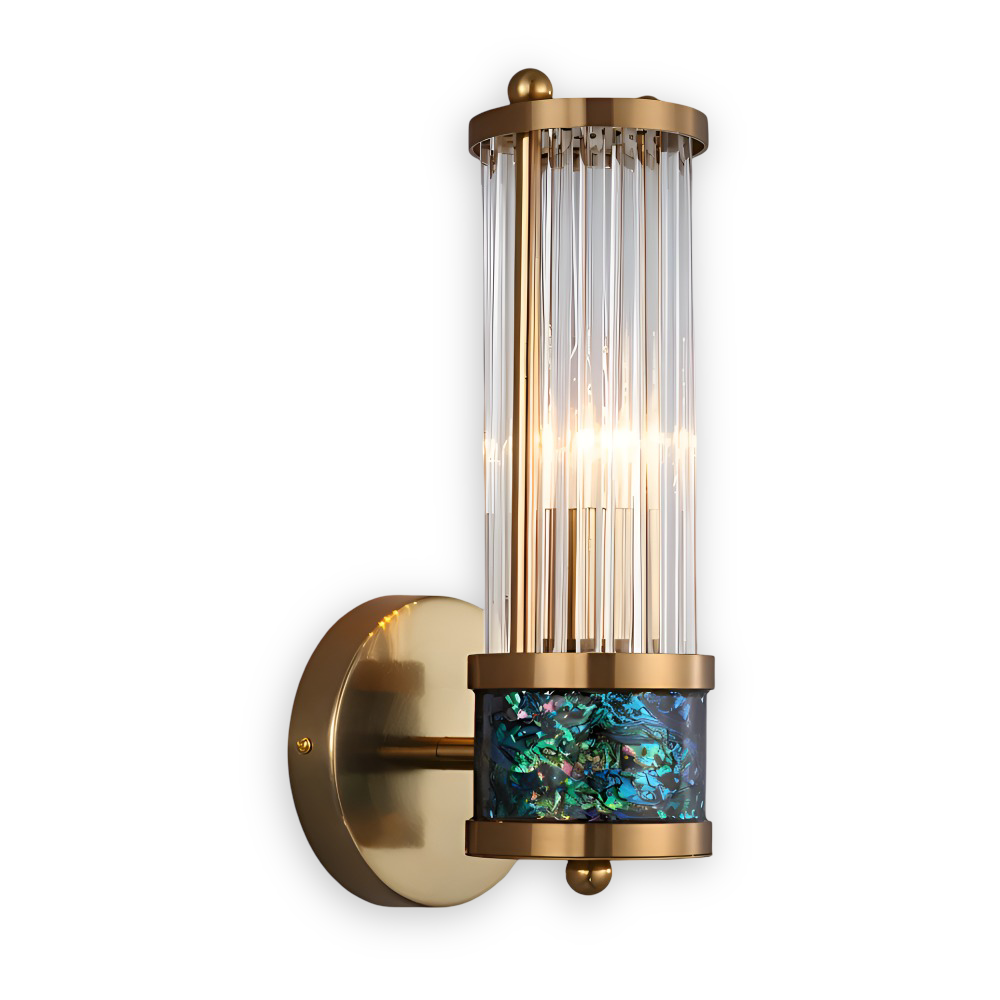 Aurelia – Applique in Oro con Dettagli in Cristallo Rigato e Illuminazione LED E14