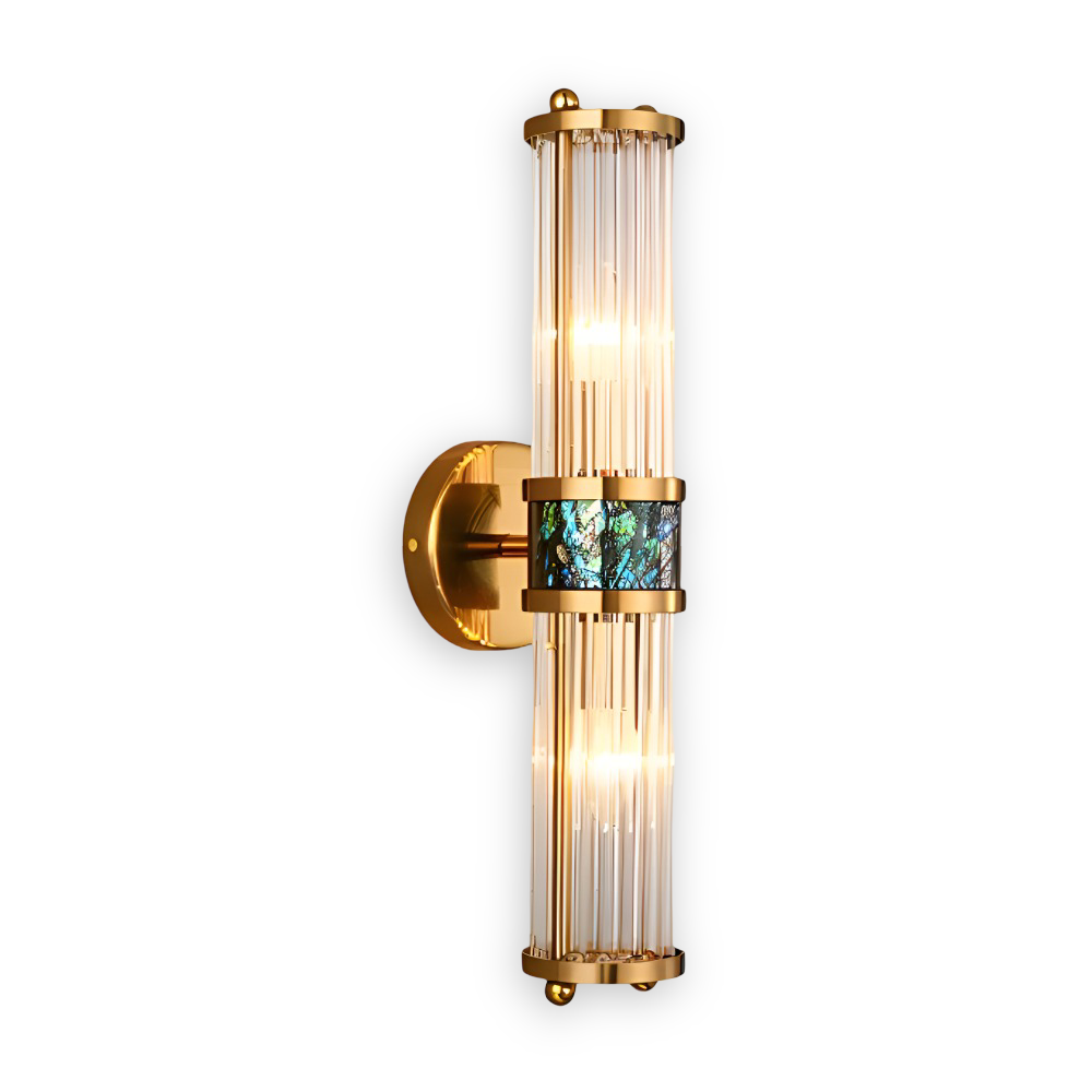 Aurelia – Applique in Oro con Dettagli in Cristallo Rigato e Illuminazione LED E14