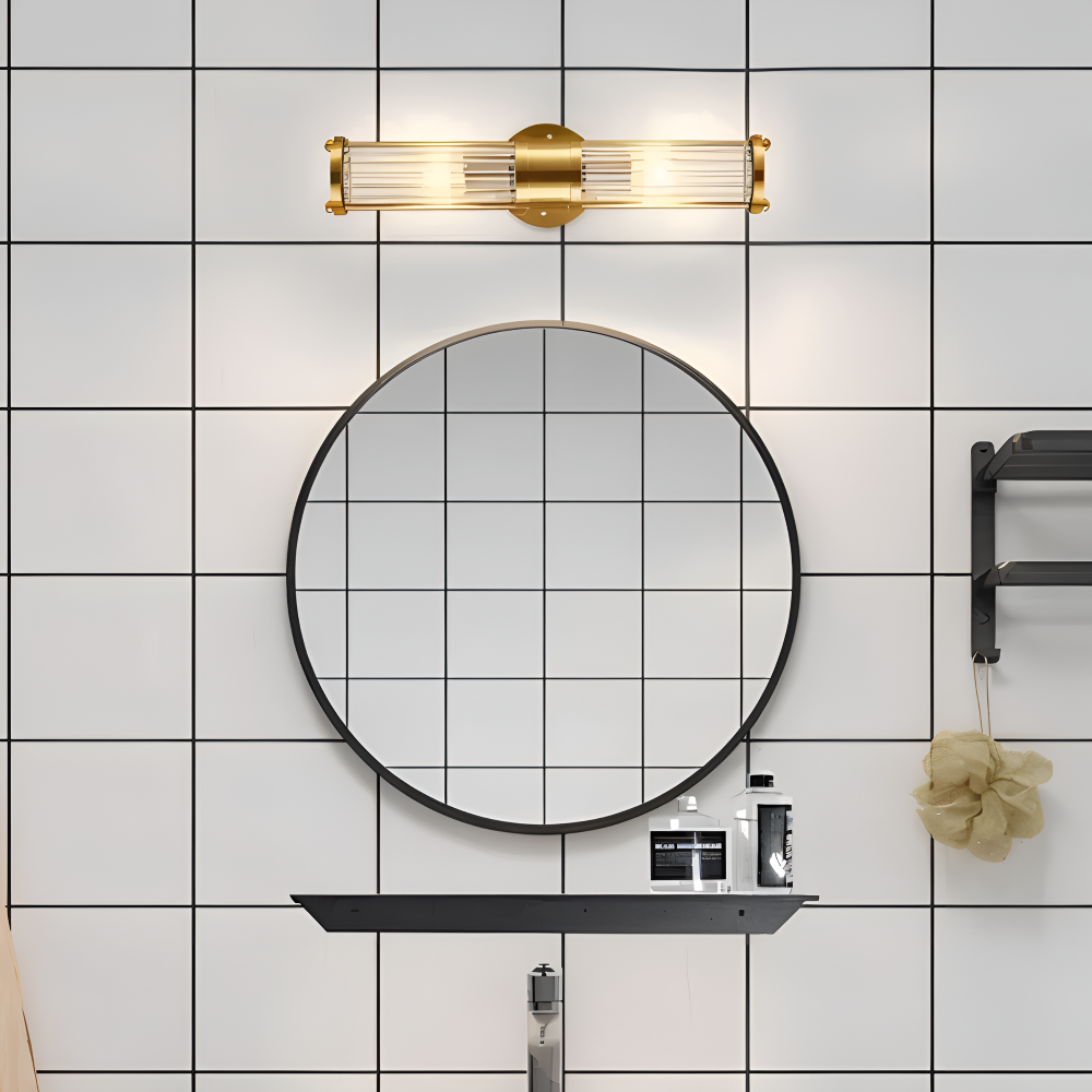 Aurelia – Applique in Oro con Dettagli in Cristallo Rigato e Illuminazione LED E14