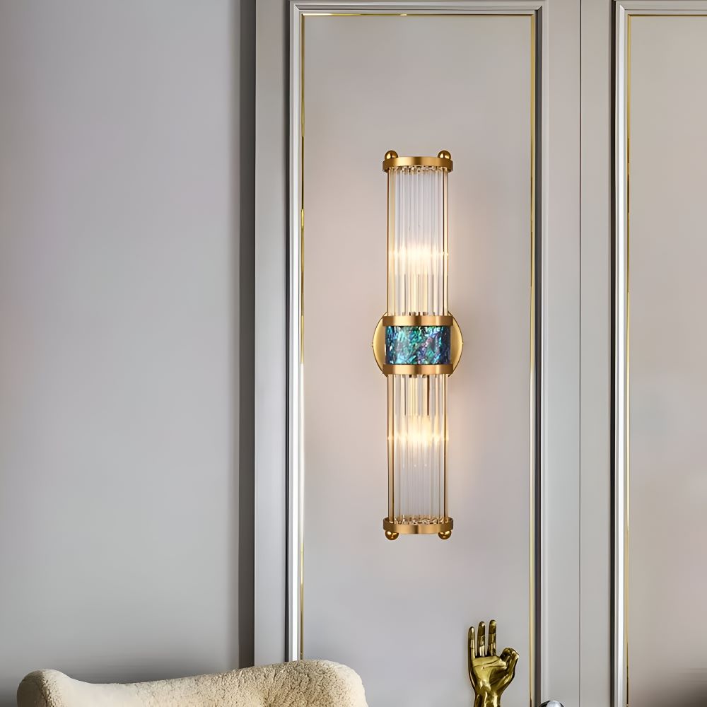 Aurelia – Applique in Oro con Dettagli in Cristallo Rigato e Illuminazione LED E14