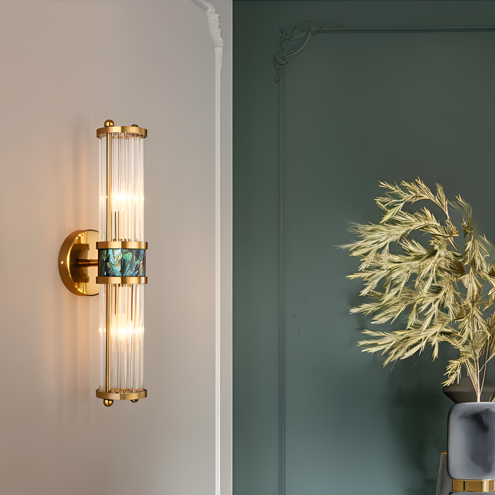 Aurelia – Applique in Oro con Dettagli in Cristallo Rigato e Illuminazione LED E14