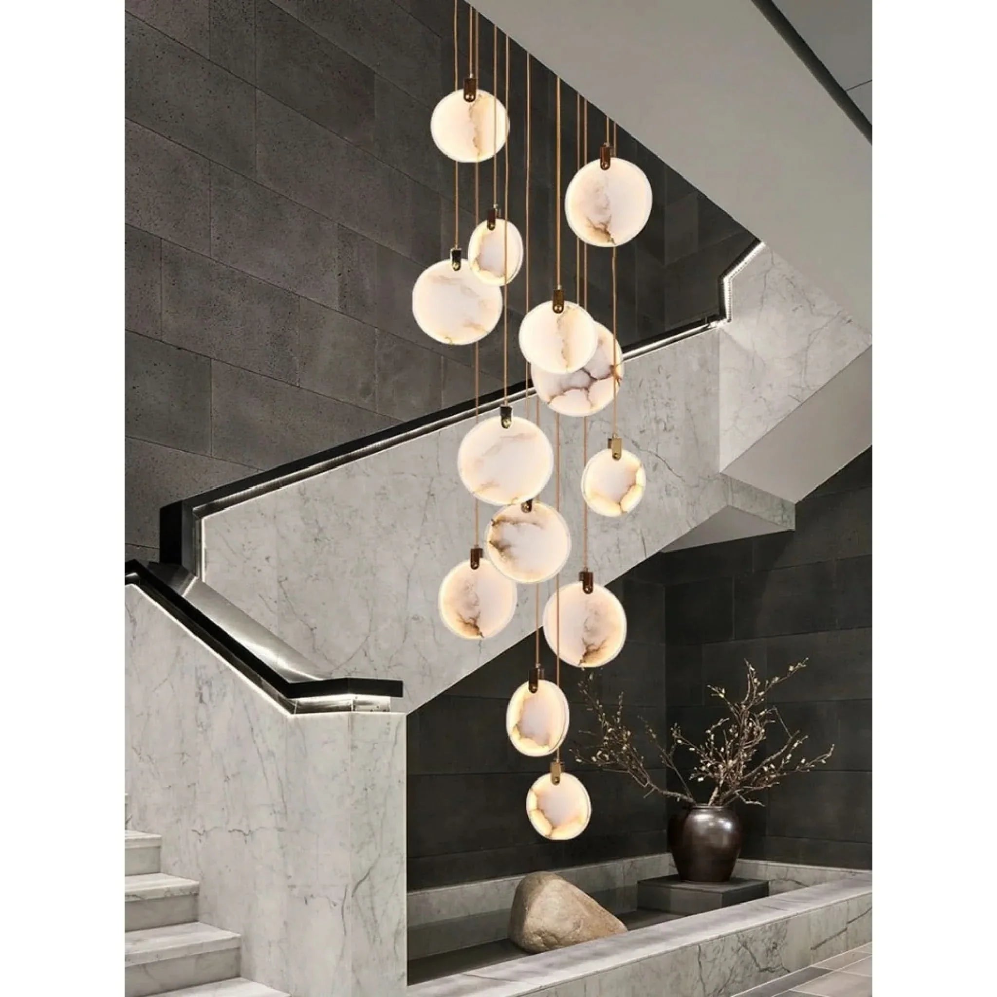 Lampadario a Anello LED MarbleGlow – Design Moderno in Marmo