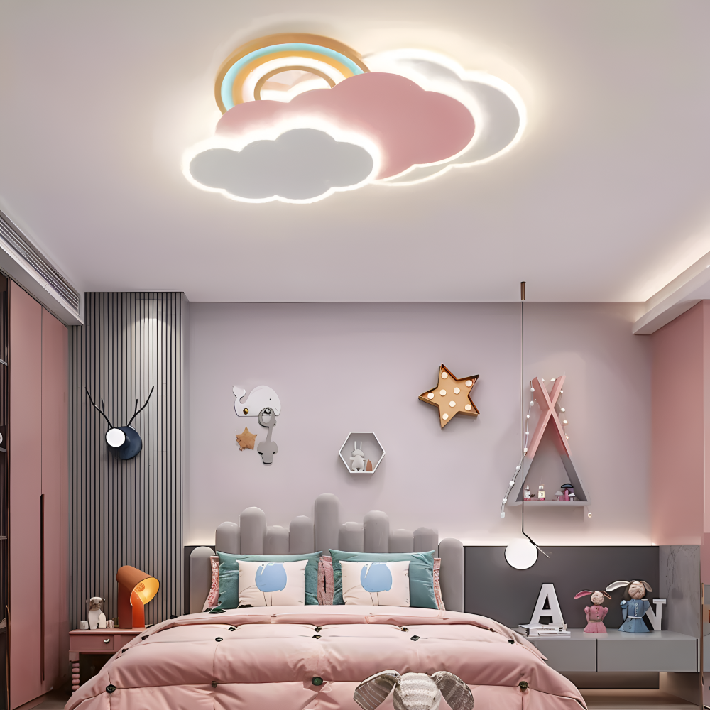 DreamGlow – Lampada a soffitto LED Colorata a Nuvole e Arcobaleno per Camera Bambini