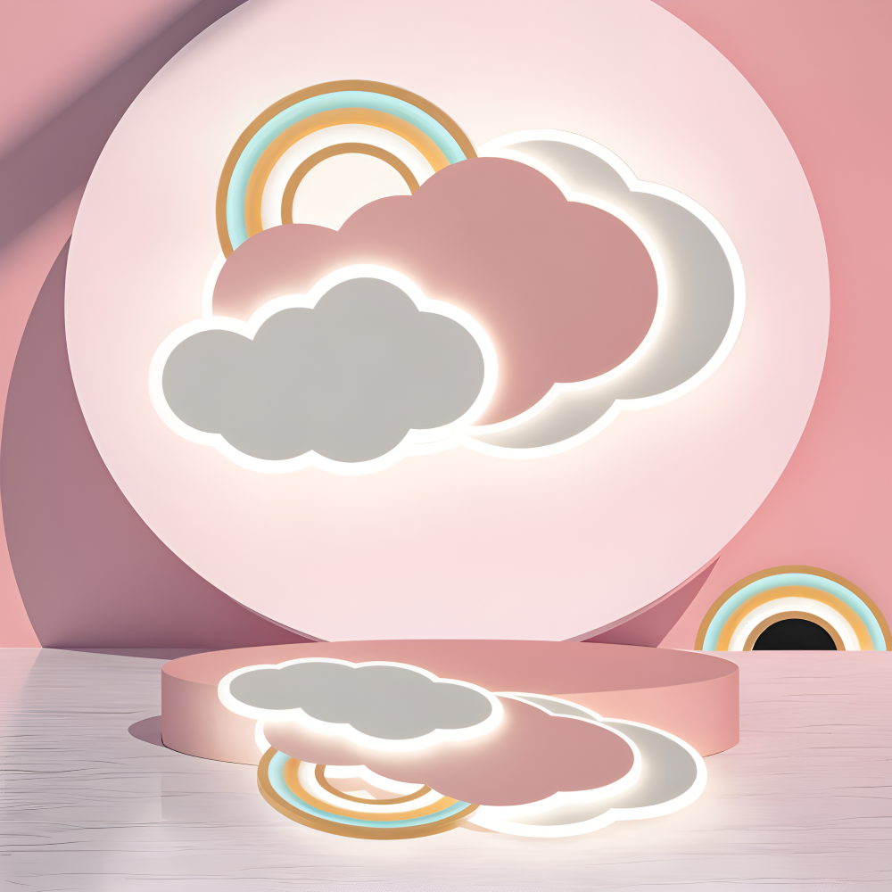 DreamGlow – Lampada a soffitto LED Colorata a Nuvole e Arcobaleno per Camera Bambini