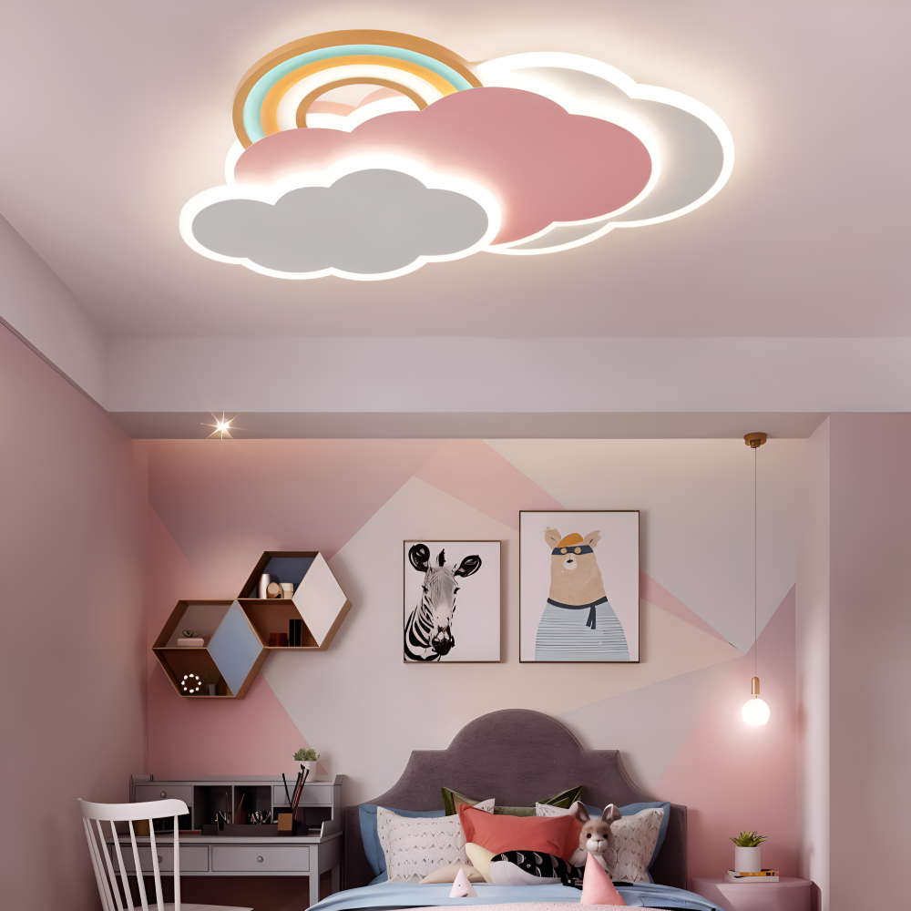 DreamGlow – Lampada a soffitto LED Colorata a Nuvole e Arcobaleno per Camera Bambini