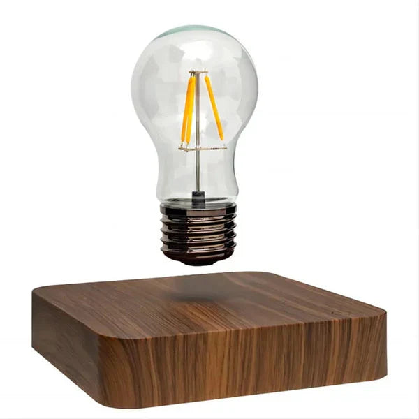 Lampadina sospesa con base in legno di noce - LevitaLux