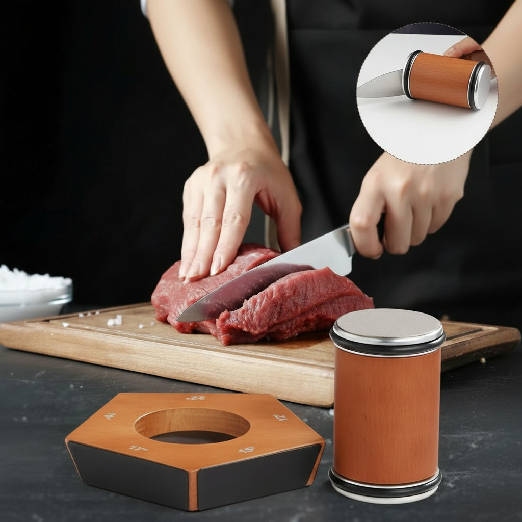 SHARPROLL - Affilatore manuale per coltelli con sistema di affilatura preciso per affilare uniformemente i coltelli da cucina nella vita quotidiana