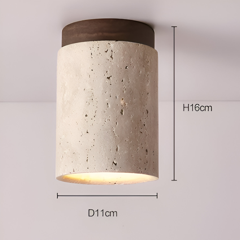 MarWood – Lampada da soffitto in Travertino con Spot Incassato in Marmo e Legno