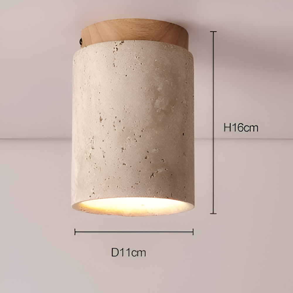 MarWood – Lampada da soffitto in Travertino con Spot Incassato in Marmo e Legno