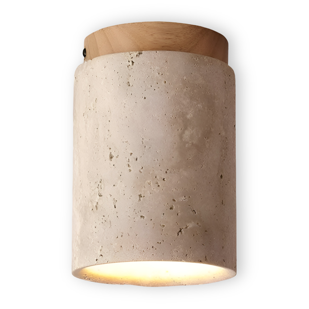 MarWood – Lampada da soffitto in Travertino con Spot Incassato in Marmo e Legno