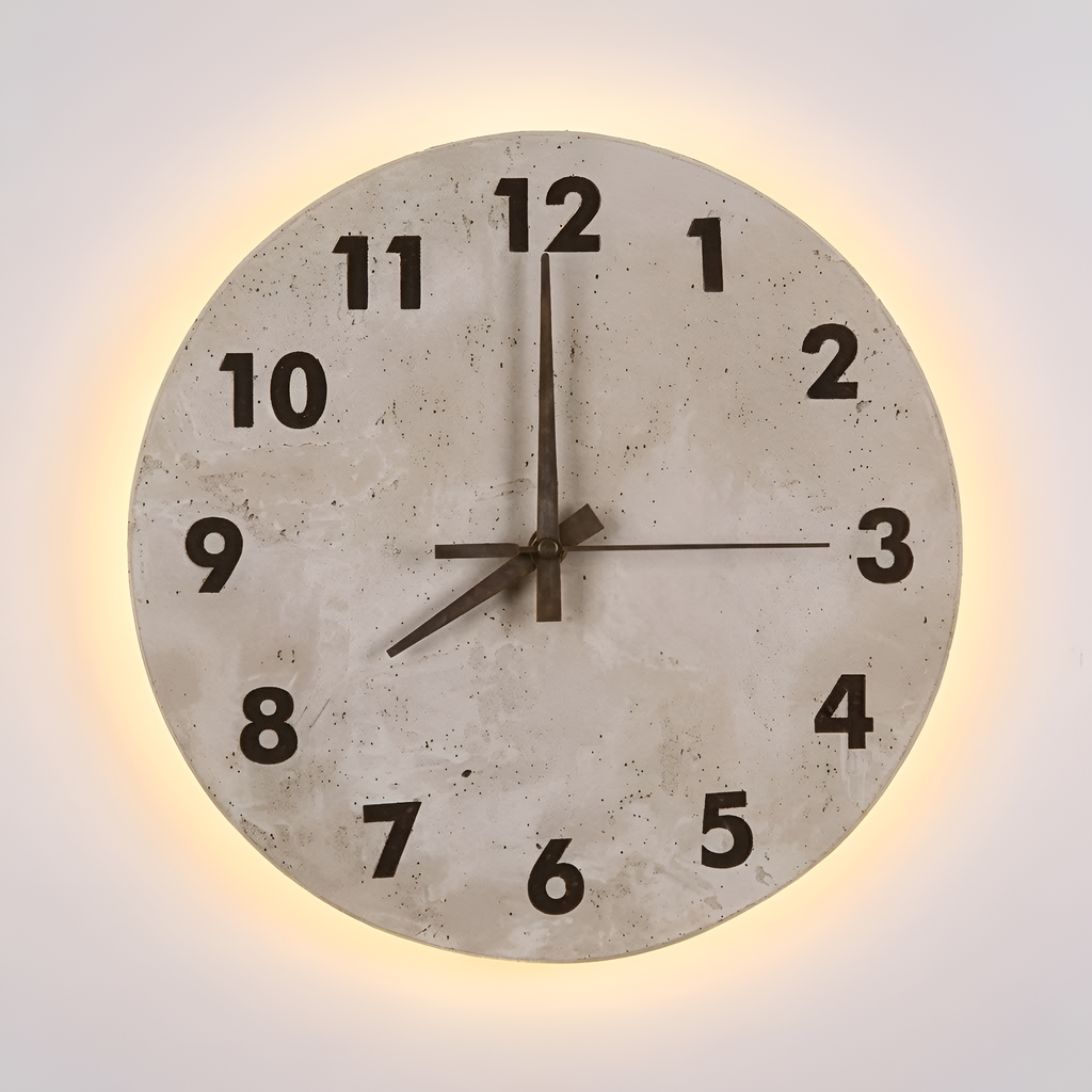 Kashton - Orologio da parete minimalista in marmo con luce