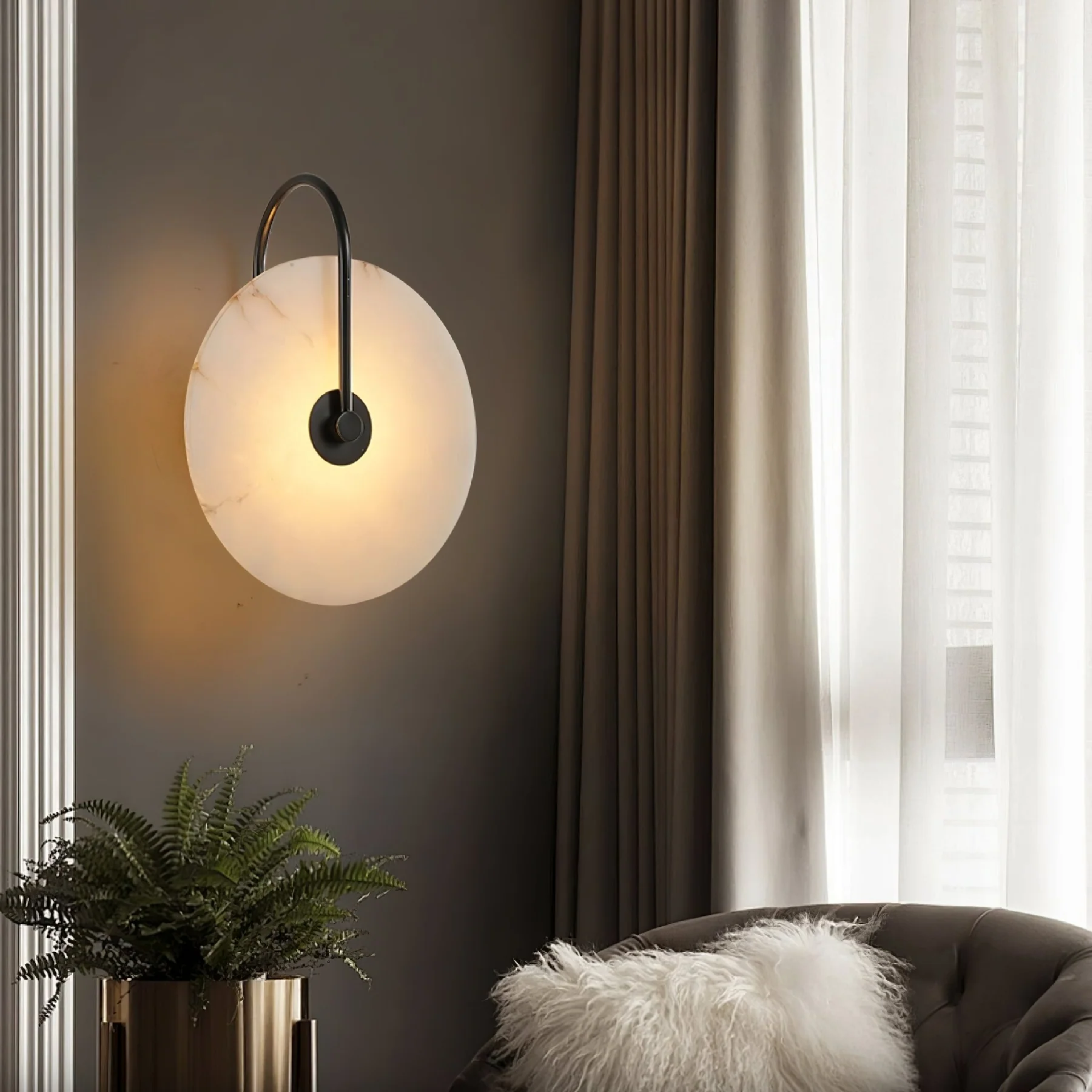Applique LED in Marmo Alab – Applique da Parete Moderna per Camera da Letto e Soggiorno, Design Minimalista, Luce Calda
