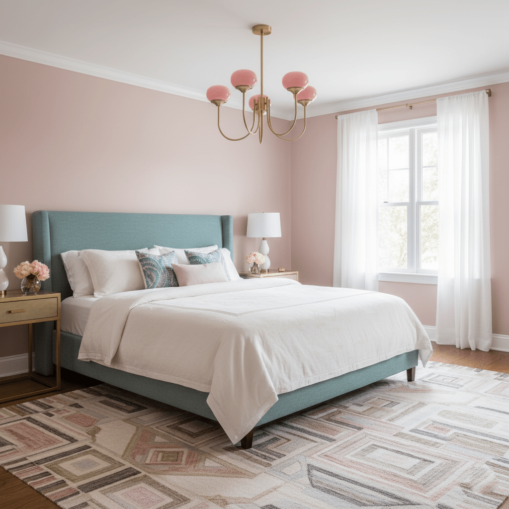 Aurevella | Lampadario Moderno Glam con Paralumi in Vetro Rosa per Spazi di Ristorazione e Camera da Letto