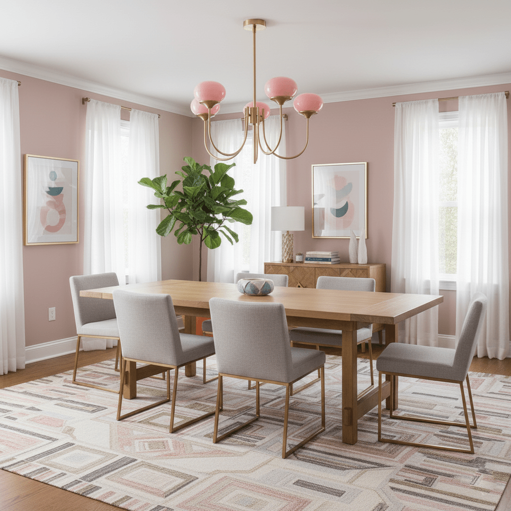 Aurevella | Lampadario Moderno Glam con Paralumi in Vetro Rosa per Spazi di Ristorazione e Camera da Letto
