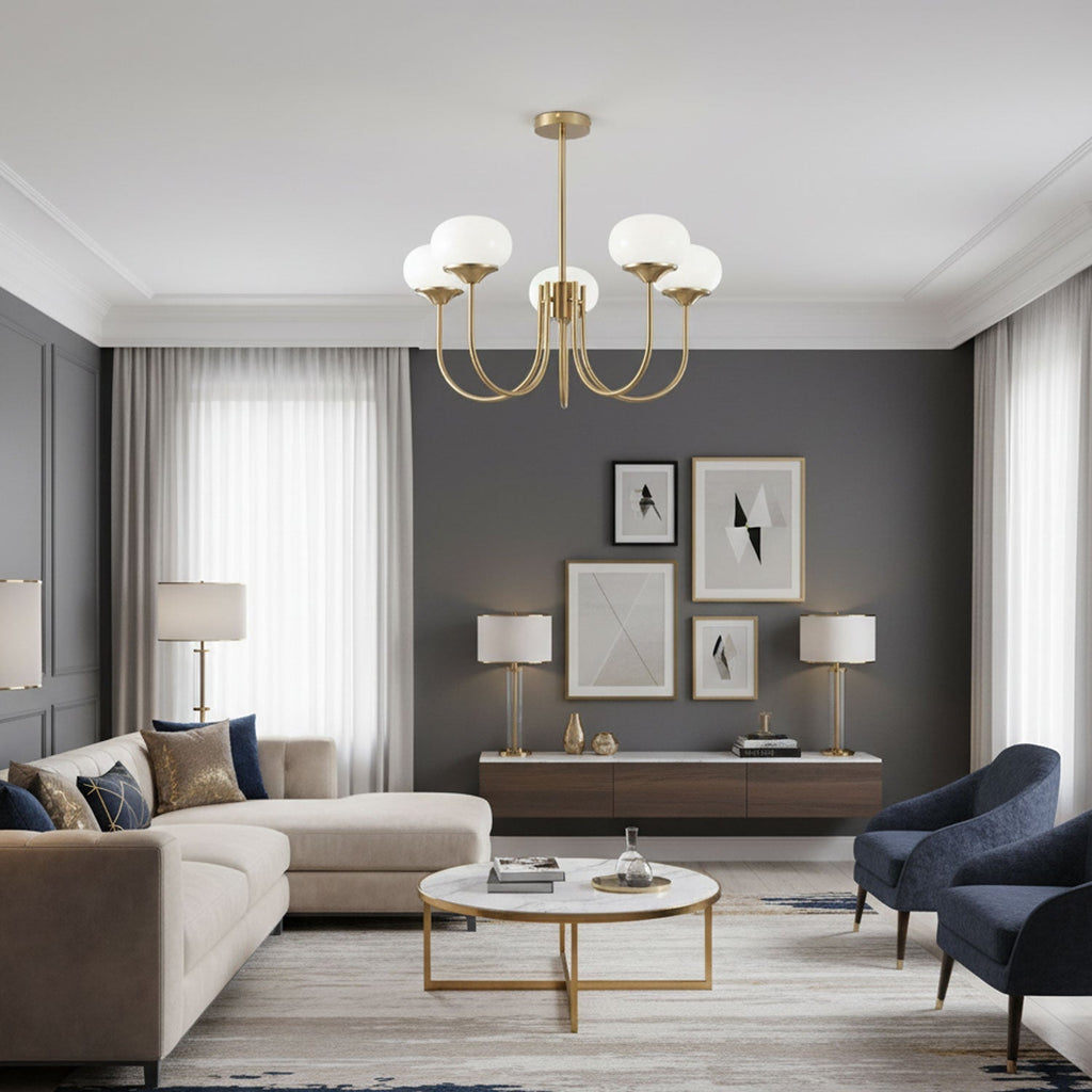Aurevella | Lampadario Moderno Glam con Paralumi in Vetro Rosa per Spazi di Ristorazione e Camera da Letto