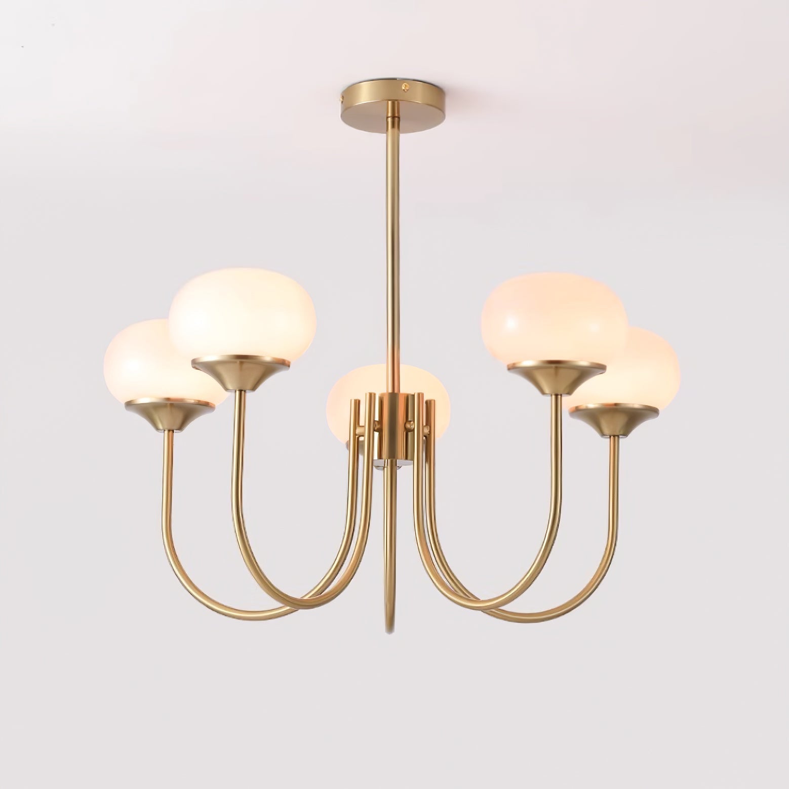 Aurevella | Lampadario Moderno Glam con Paralumi in Vetro Rosa per Spazi di Ristorazione e Camera da Letto
